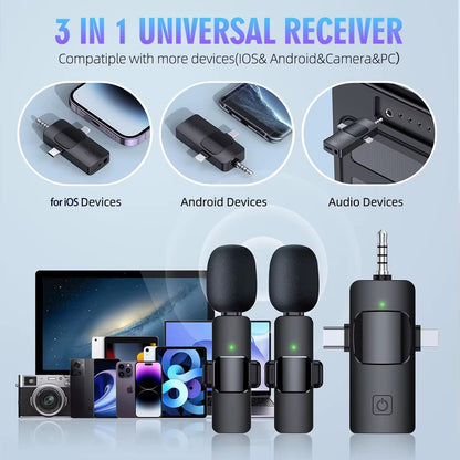 microphone sans fils 3 en 1 avec recepteur universel